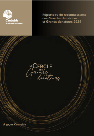 Couverture du Répertoire des Grands donateurs et Leaders Or 2023