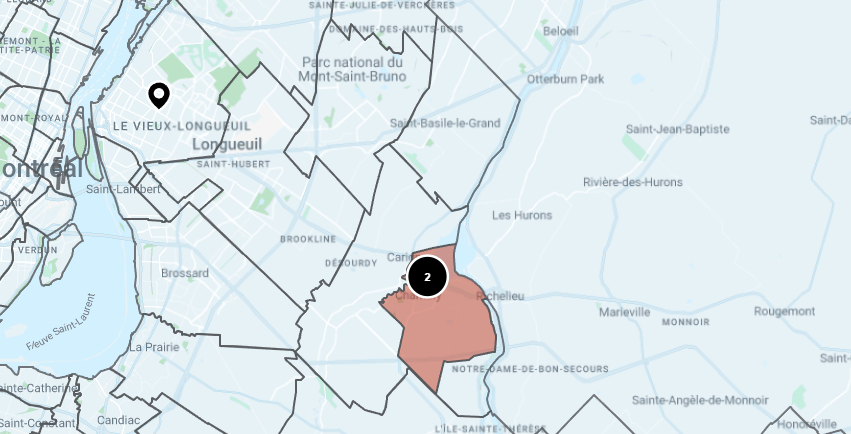 Carte de la MRC de La Vallée-du-Richelieu 